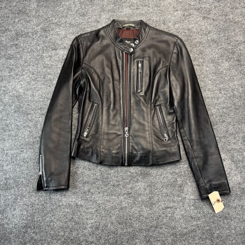 Schott NYC Women's Sheepskin Leather Café Racer Jacket